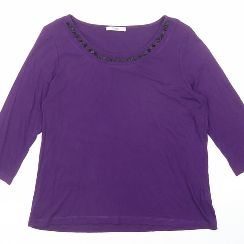 Marks and Spencer Womens Purple Polyester Basic Blouse Size 16 Round Neck