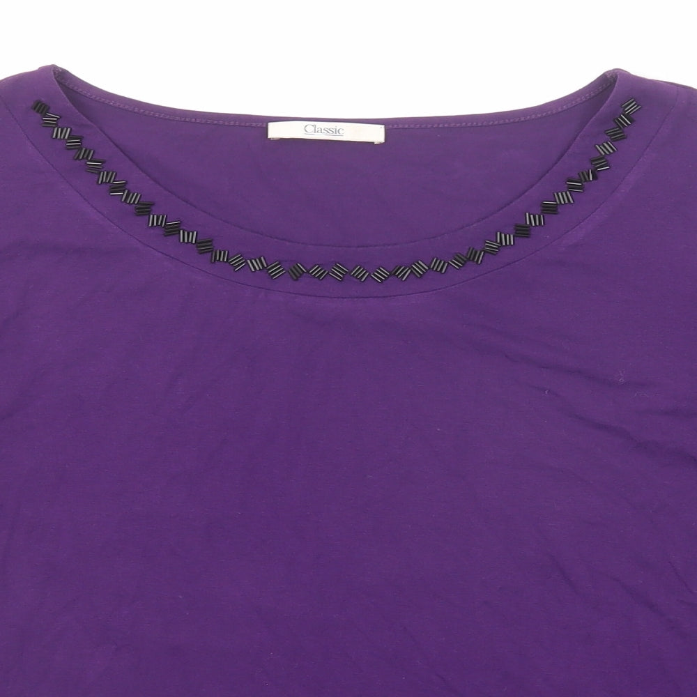 Marks and Spencer Womens Purple Polyester Basic Blouse Size 16 Round Neck