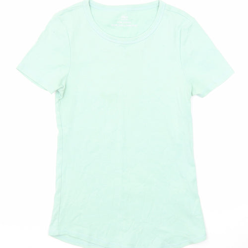 Marks and Spencer Womens Green 100% Cotton Basic T-Shirt Size 8 Round Neck