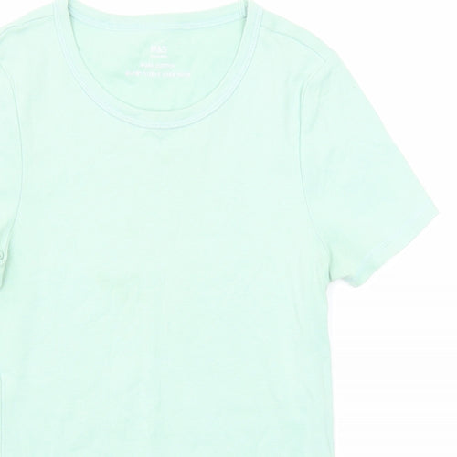 Marks and Spencer Womens Green 100% Cotton Basic T-Shirt Size 8 Round Neck