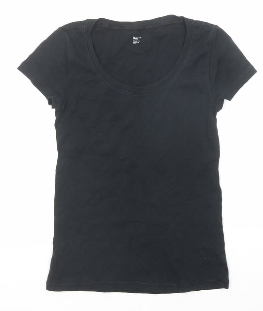 Gap Womens Black Cotton Basic T-Shirt Size S Scoop Neck