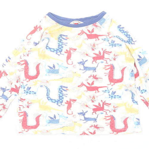 John Lewis Boys Multicoloured Geometric Cotton Basic T-Shirt Size 8 Years Round Neck Pullover - Dragon