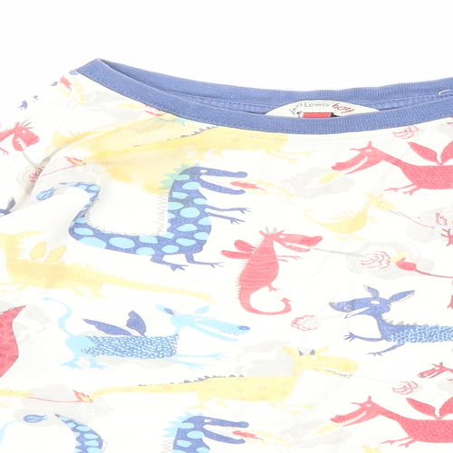 John Lewis Boys Multicoloured Geometric Cotton Basic T-Shirt Size 8 Years Round Neck Pullover - Dragon