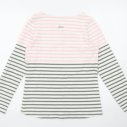 Joules Womens Multicoloured Striped Cotton Basic T-Shirt Size 10 Boat Neck