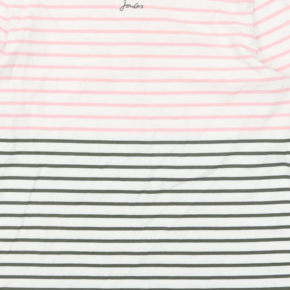 Joules Womens Multicoloured Striped Cotton Basic T-Shirt Size 10 Boat Neck