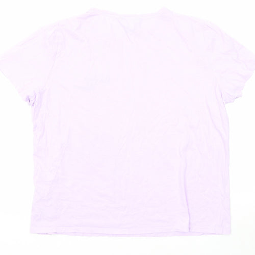 New Look Womens Purple Cotton Basic T-Shirt Size 16 Round Neck - Slogan