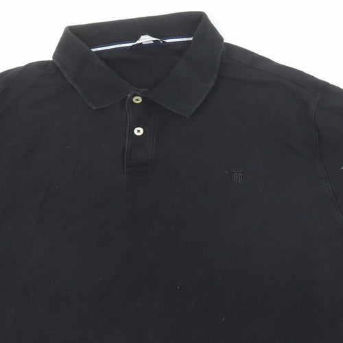 Marks and Spencer Mens Black Cotton Polo Size XL Collared Button
