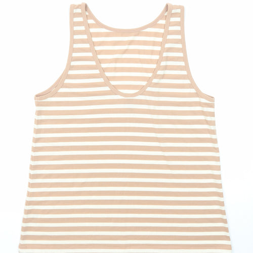 ASOS Womens Beige Striped Polyester Basic Tank Size 8 Boat Neck