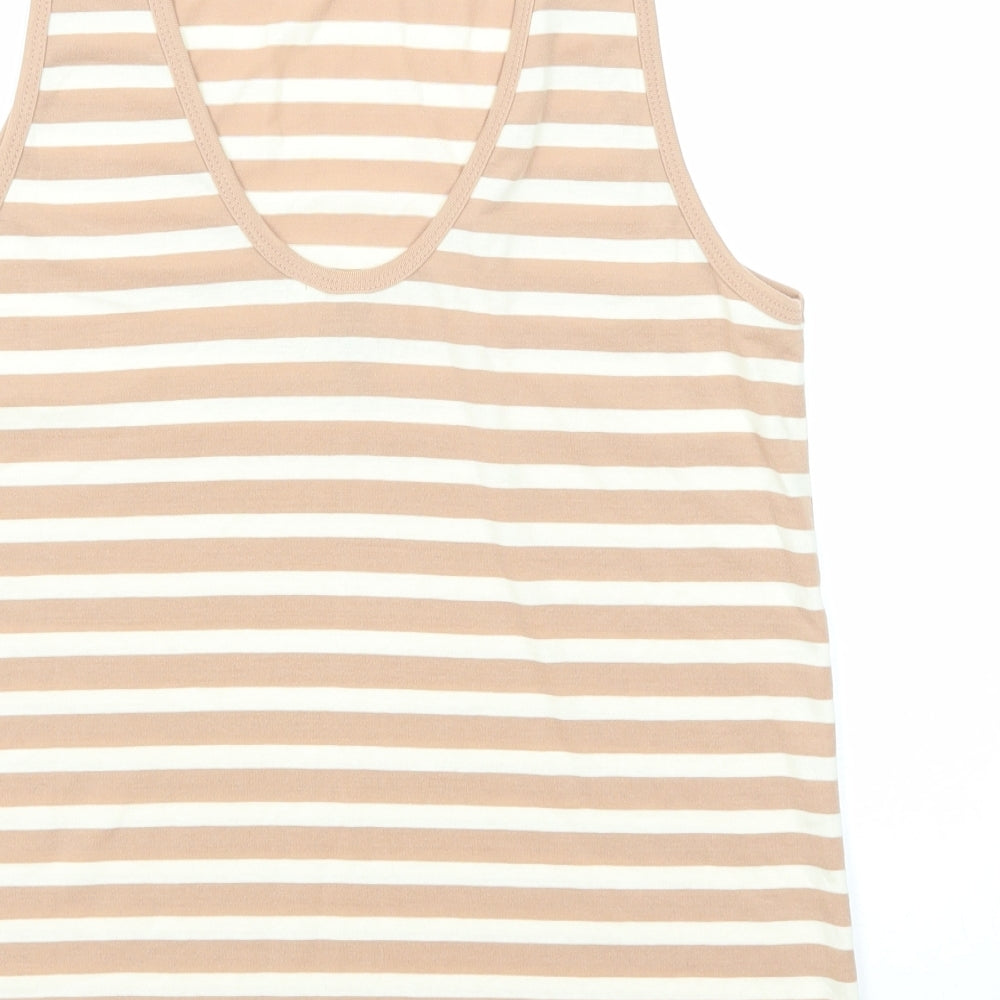 ASOS Womens Beige Striped Polyester Basic Tank Size 8 Boat Neck
