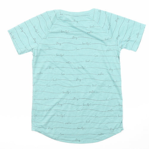 NEXT Womens Blue Striped Cotton Basic T-Shirt Size 6 Round Neck