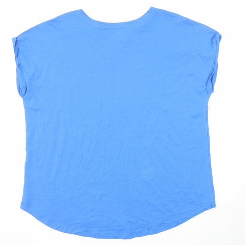 NEXT Womens Blue Cotton Basic T-Shirt Size 22 Boat Neck