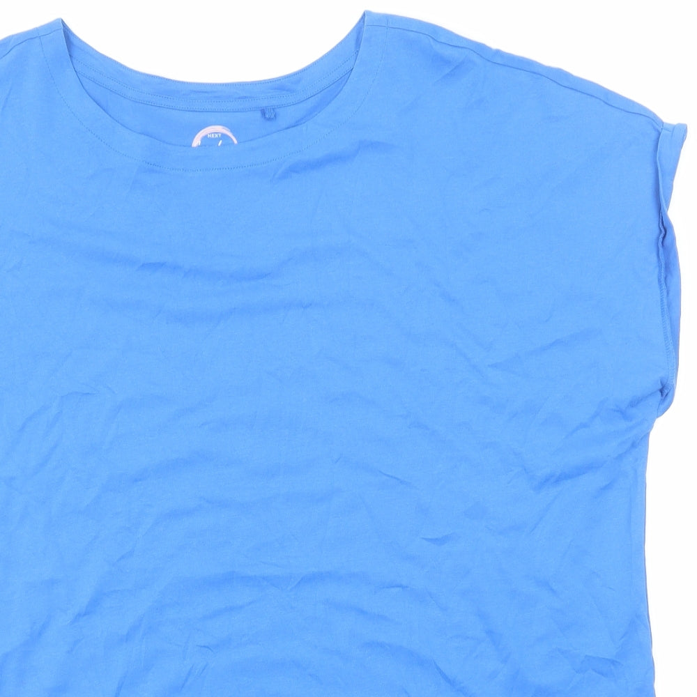 NEXT Womens Blue Cotton Basic T-Shirt Size 22 Boat Neck