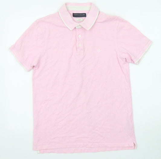 JACK & JONES Mens Pink Cotton Polo Size L Collared Button