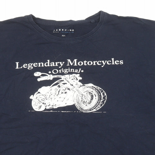 Bad Rhino Mens Blue Cotton T-Shirt Size 2XL Round Neck - Legendary Motorcycles