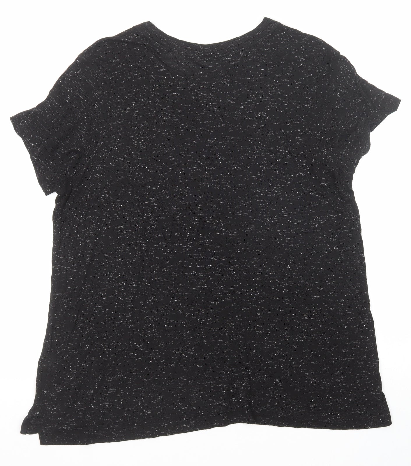 NEXT Womens Black Viscose Basic T-Shirt Size 22 Boat Neck - Marl