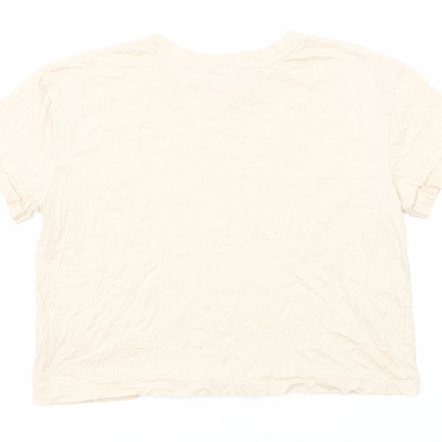 New Look Womens Beige Cotton Basic T-Shirt Size 10 Round Neck