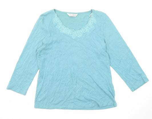 BHS Womens Blue Cotton Basic T-Shirt Size 16 Scoop Neck