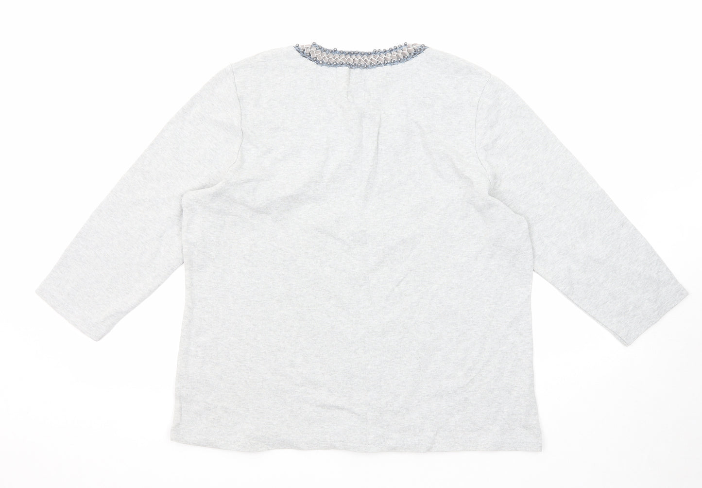 DASH Womens Grey Cotton Basic Blouse Size 18 V-Neck - Neckline Detail
