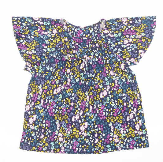NEXT Womens Multicoloured Floral Viscose Basic T-Shirt Size 16 Round Neck