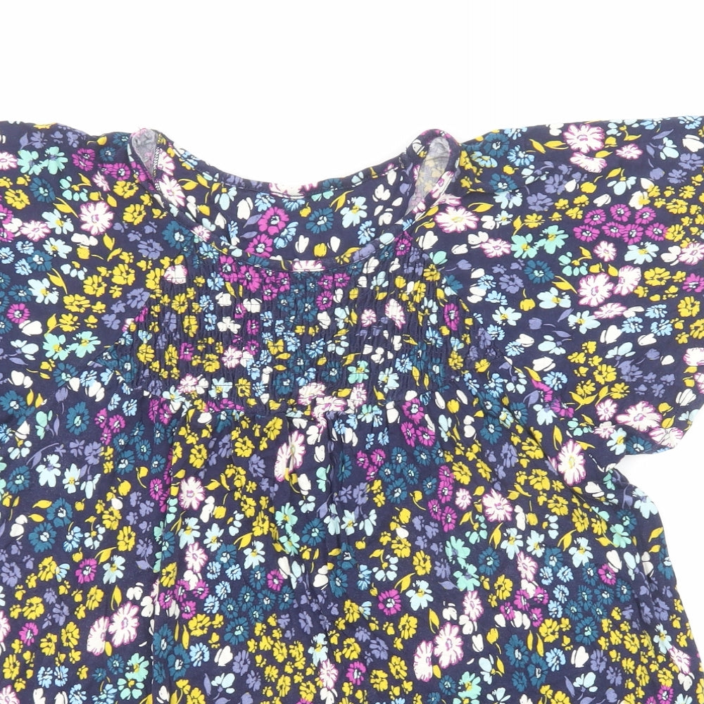 NEXT Womens Multicoloured Floral Viscose Basic T-Shirt Size 16 Round Neck