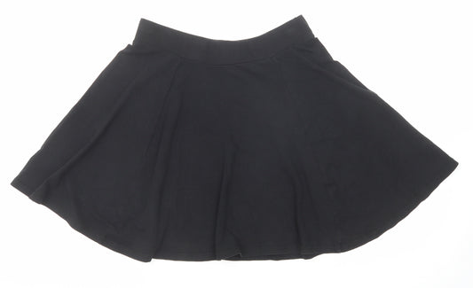 New Look Womens Black Cotton Skater Skirt Size 8