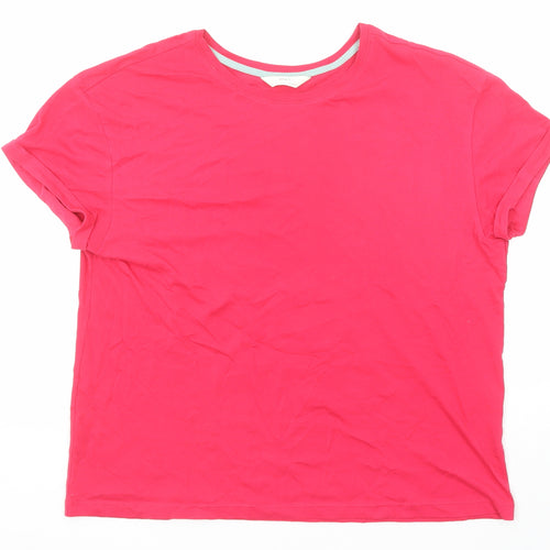 Marks and Spencer Womens Pink Polyester Basic T-Shirt Size M Round Neck
