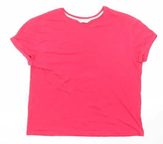 Marks and Spencer Womens Pink Polyester Basic T-Shirt Size M Round Neck