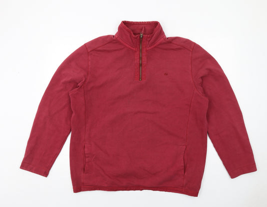 North Coast Mens Red Cotton Henley Sweatshirt Size L