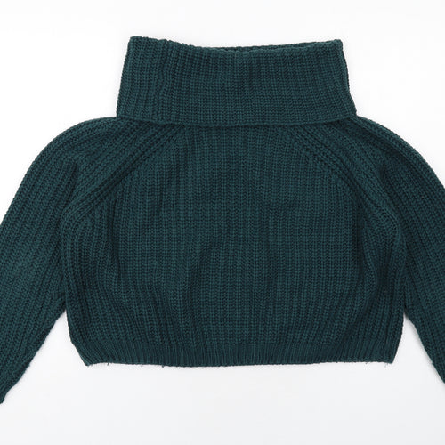 Moon & Madison Womens Green Roll Neck Acrylic Pullover Jumper Size S