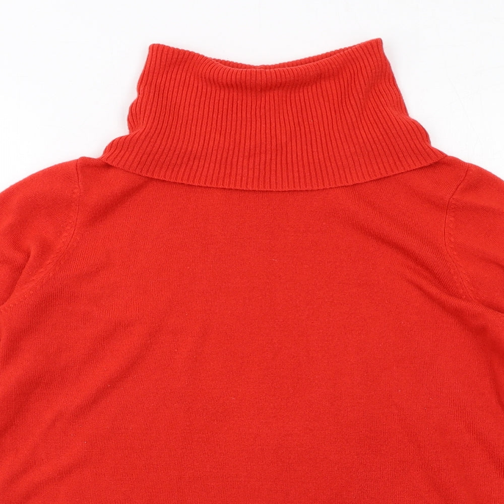 Marks and Spencer Womens Red Roll Neck Acrylic Pullover Jumper Size 14