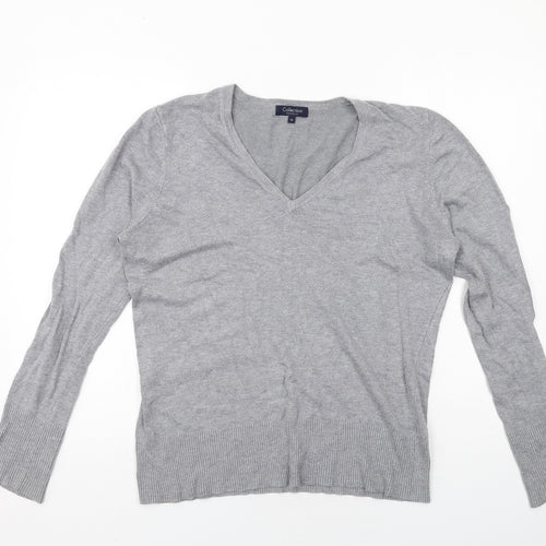 Debenhams Womens Grey V-Neck Viscose Pullover Jumper Size 14