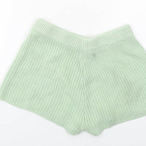 ASOS Womens Green Acrylic Basic Shorts Size 10 Regular Pull On
