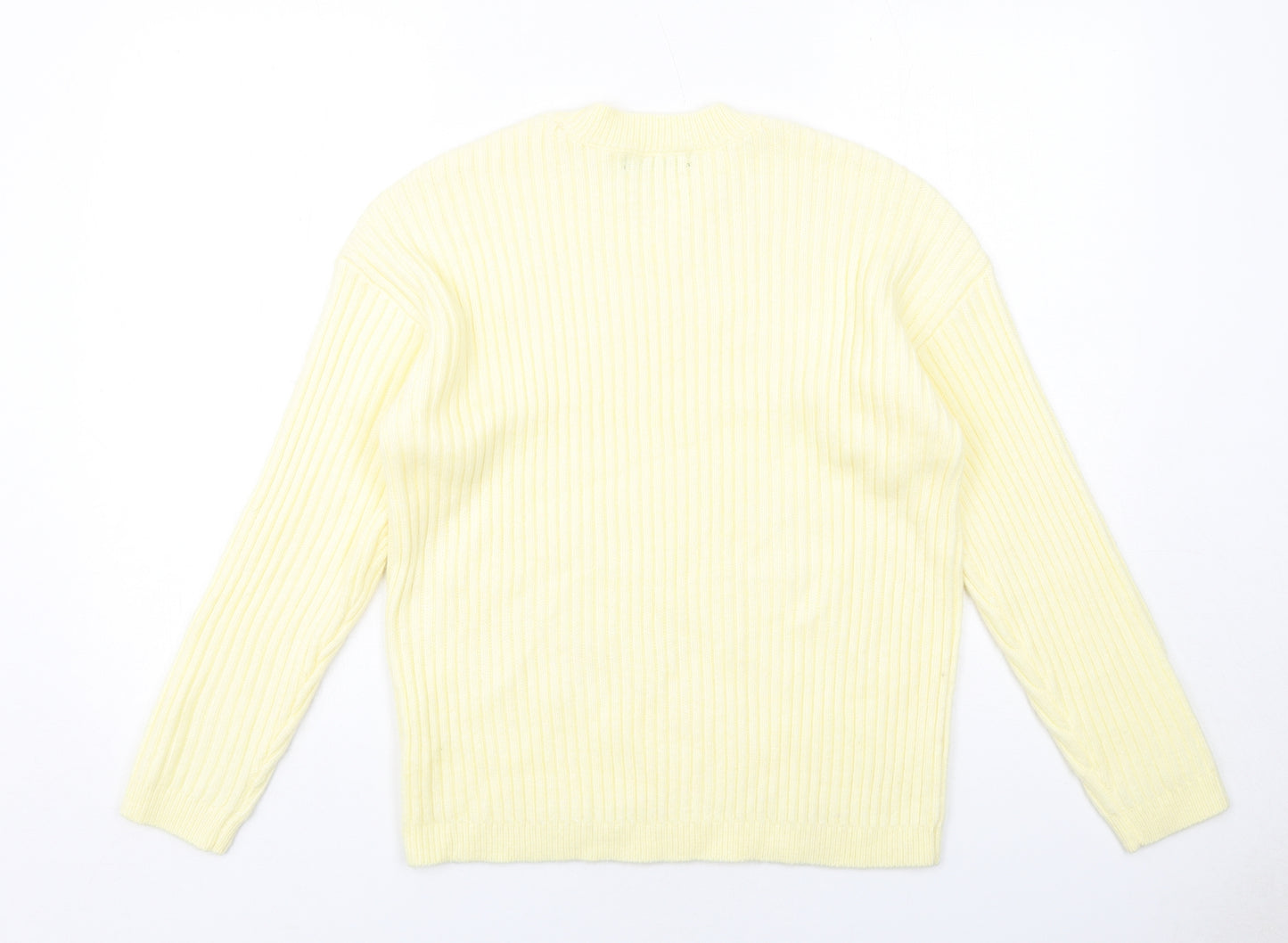 Marks and Spencer Womens Yellow Round Neck Acrylic Pullover Jumper Size M