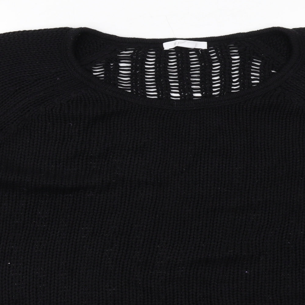 Duffy Womens Black Round Neck Wool Pullover Jumper Size L
