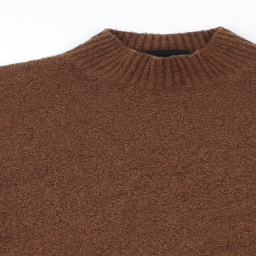 Monki Womens Brown High Neck Polyester Pullover Jumper Size M