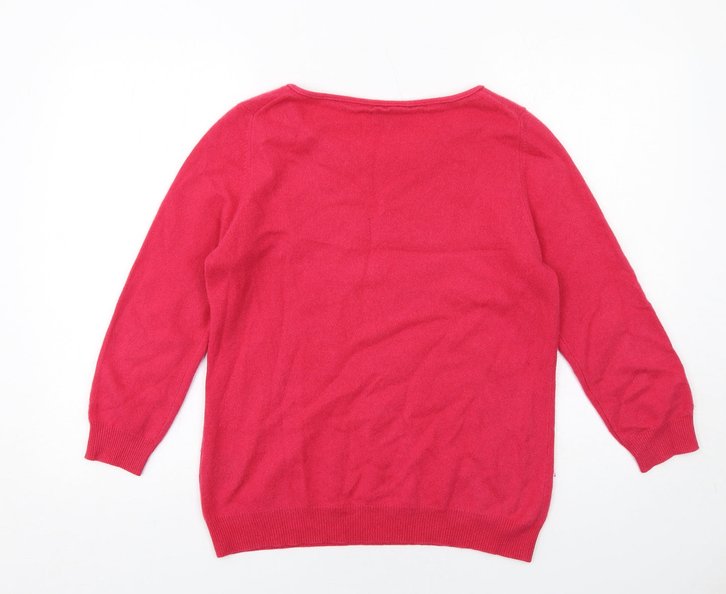 Jaeger Womens Pink Round Neck Cashmere Pullover Jumper Size M