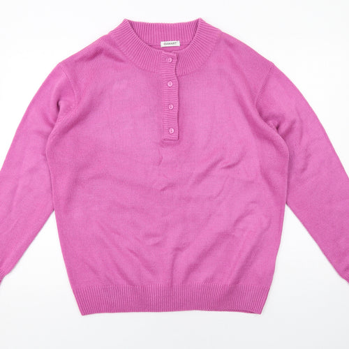 Damart Womens Pink Round Neck Acrylic Pullover Jumper Size 18