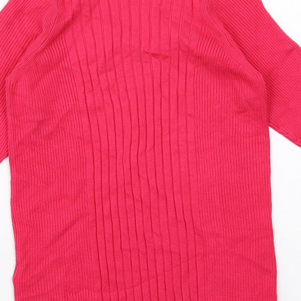 Marks and Spencer Womens Pink Viscose Basic Blouse Size S Round Neck