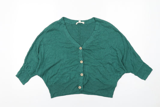 Per Una Womens Green V-Neck Viscose Cardigan Jumper Size 14