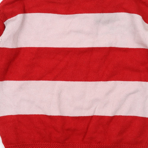 NEXT Womens Red Collared Striped Viscose Pullover Jumper Size S
