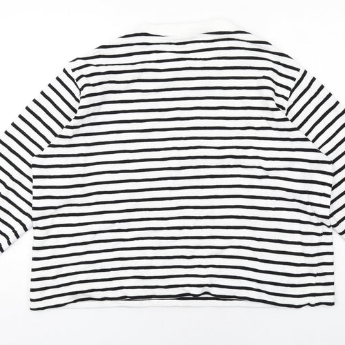 Marks and Spencer Womens White Striped Cotton Pullover Sweatshirt Size L Pullover