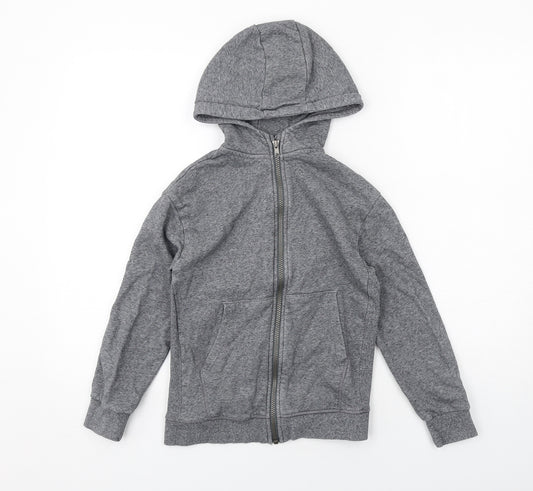 Marks and Spencer Boys Grey Cotton Full Zip Hoodie Size 9-10 Years Zip