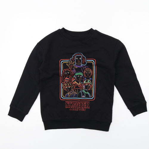 Stranger Things Boys Black Cotton Pullover Sweatshirt Size 8-9 Years Pullover - Stranger Things