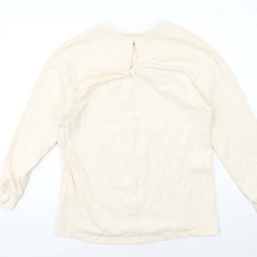 Zara Womens Ivory Cotton Pullover Sweatshirt Size S Pullover