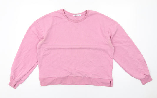 Stradivarius Womens Pink Cotton Pullover Sweatshirt Size M Pullover