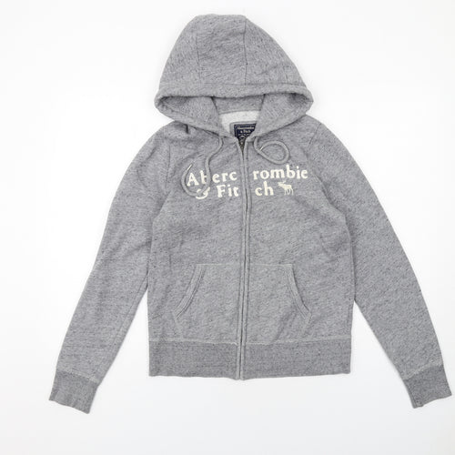 Abercrombie & Fitch Womens Grey Cotton Full Zip Hoodie Size M Zip