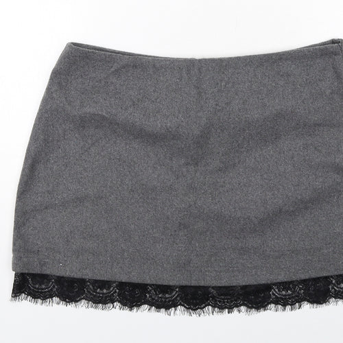 Ally Womens Grey Nylon Mini Skirt Size 14 Zip