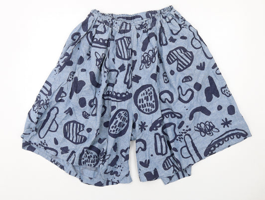 gorman Womens Blue Geometric Cotton Culotte Shorts Size 10 Regular Pull On