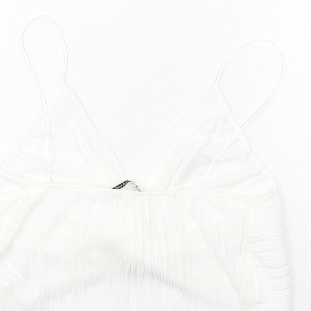 Zara Womens White Polyester Cropped Tank Size M V-Neck - Bralette