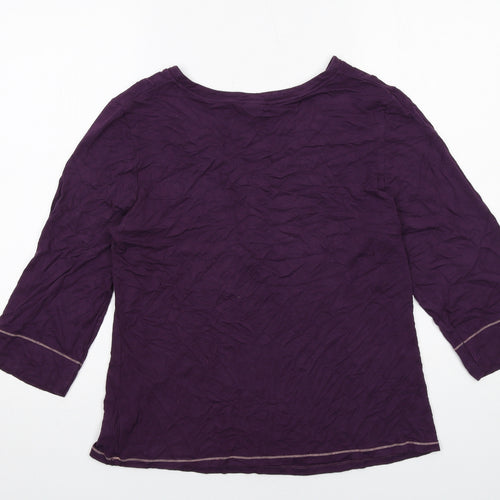 John Lewis Womens Purple Viscose Basic T-Shirt Size 18 V-Neck